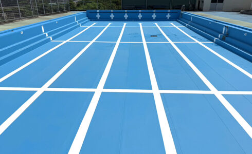 塩ビシート防水 プール施工完了