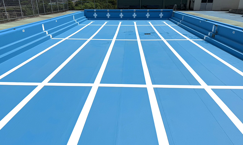 塩ビシート防水 プール施工完了