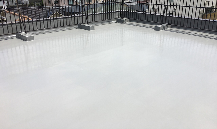 ウレタン塗膜防水 屋上施工完了